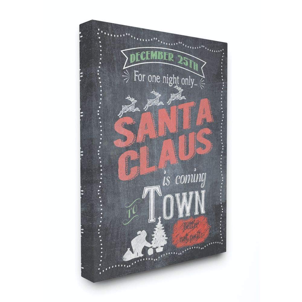 Stupell Industries Santa Claus Holiday Advert Christmas Word Design Canvas, Multi-Color