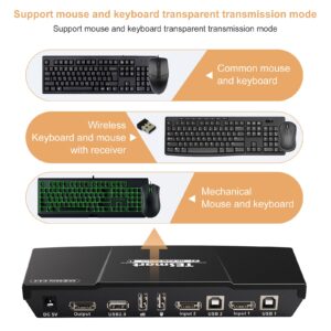 TESmart 2 Port DisplayPort 4K@60Hz Ultra HD 2x1 DP KVM Switcher with 2 Pcs 5ft KVM Cables and DP Cables Supports USB 2.0 Devices Control up to 2 DP Port Devices (Black)