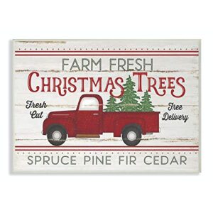 stupell industries farm fresh christmas trees red truck holiday word design wall plaque, 13 x 19, multi-color