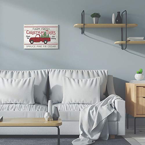 Stupell Industries Farm Fresh Christmas Trees Red Truck Holiday Word Design Wall Plaque, 13 x 19, Multi-Color