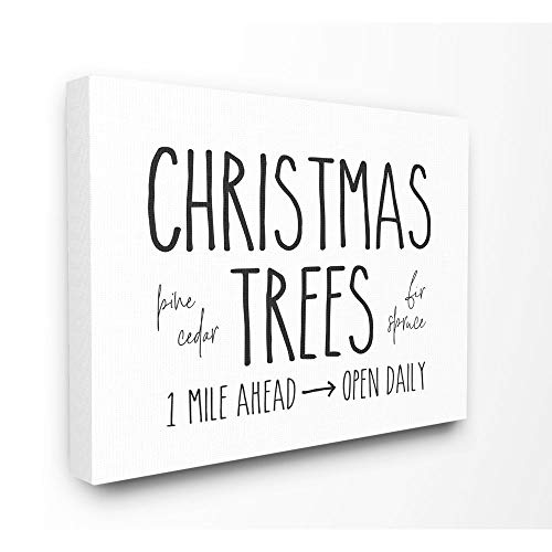 Stupell Industries Christmas Trees Farm Sold Holiday Black and White Word Design Canvas, 24 x 30, Multi-Color