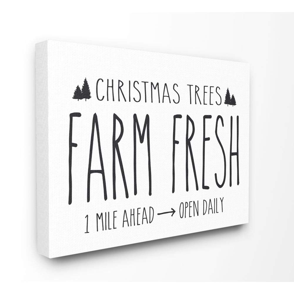 Stupell Industries Christmas Trees Farm Fresh Holiday Black and White Word Design Canvas, 24 x 30, Multi-Color