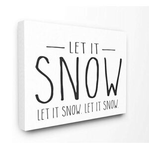 Stupell Industries Let It Snow Christmas Holiday Black and White Word Design Canvas, 36 x 48, Multi-Color