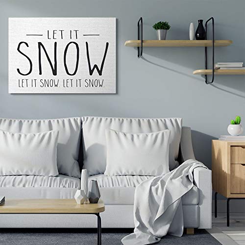 Stupell Industries Let It Snow Christmas Holiday Black and White Word Design Canvas, 36 x 48, Multi-Color
