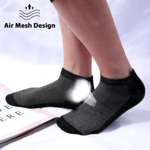 ZEINZE Mens Ankle Socks, Cotton Athletic Sock Moisture Wicking Sports Socks Non-Slip Breathable Running Socks for Men (5 Pairs)