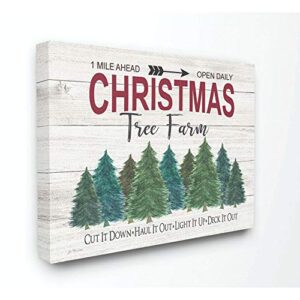 Stupell Industries Christmas Tree Farm Wood Texture Holiday Word Design Canvas, Multi-Color