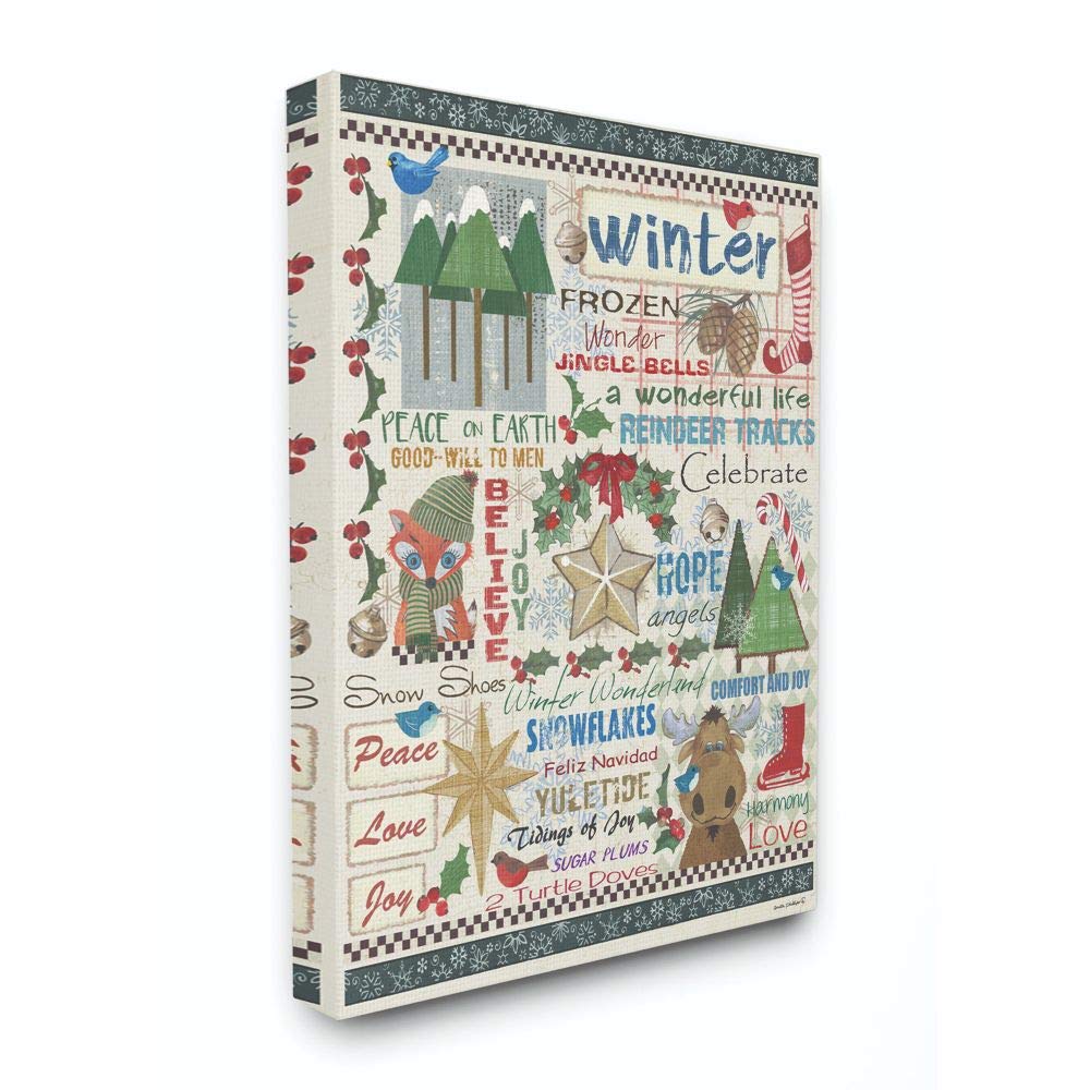 Stupell Industries All The Things of Winter Christmas Holiday Word Design Canvas, 30 x 40, Multi-Color