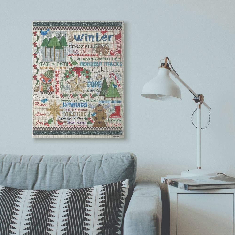 Stupell Industries All The Things of Winter Christmas Holiday Word Design Canvas, 30 x 40, Multi-Color