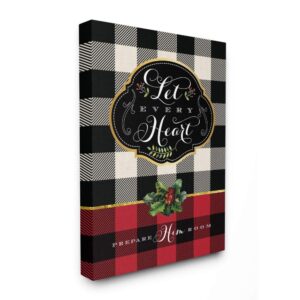 stupell industries let every heart plaid holiday christmas word design, gallery wrapped canvas, multi-color
