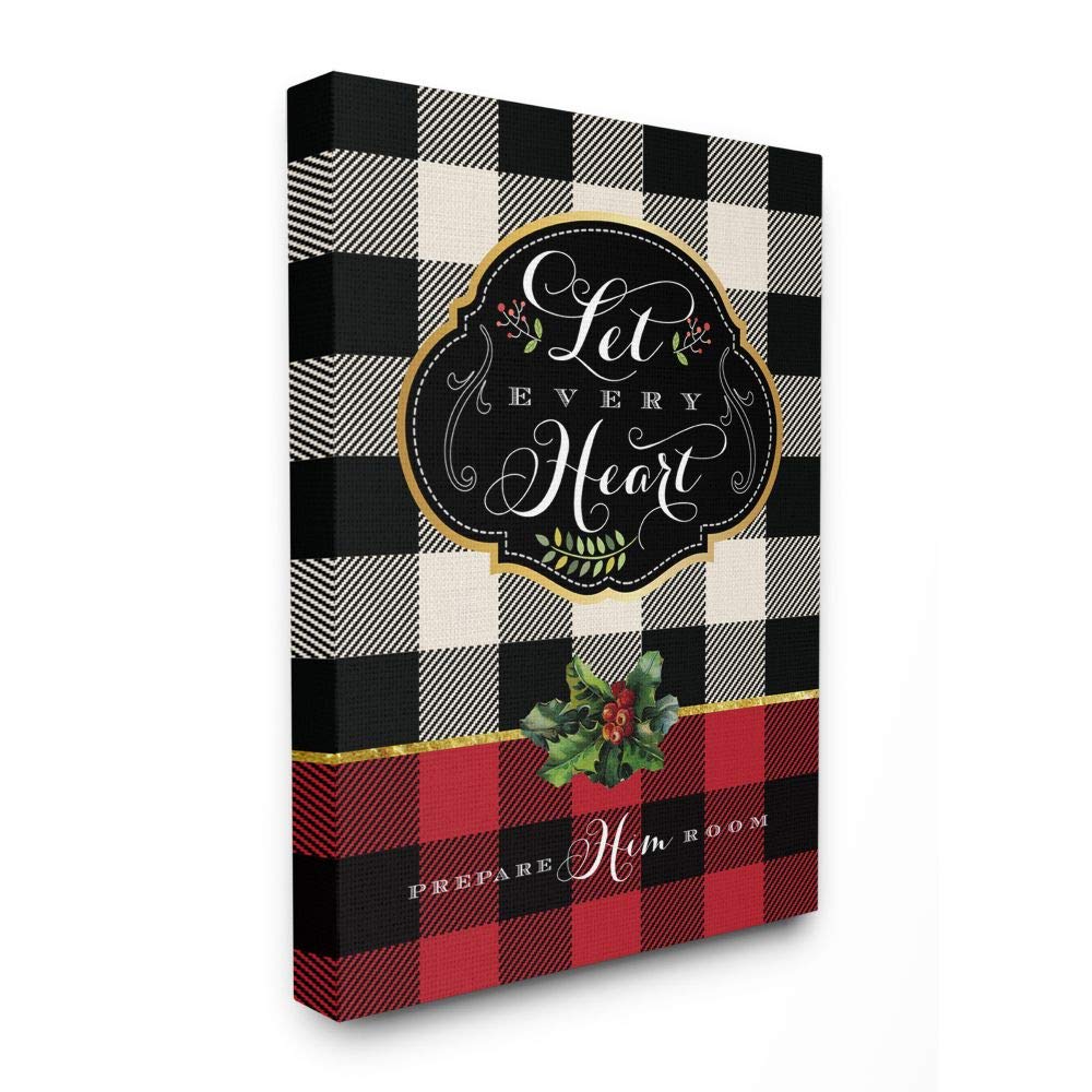 Stupell Industries Let Every Heart Plaid Holiday Christmas Word Design, Gallery Wrapped Canvas, Multi-Color