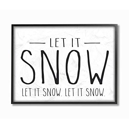 Stupell Industries Let It Snow Christmas Holiday Black and White Word Design Framed, 11 x 14, Multi-Color