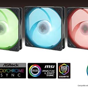 Kaze Flex 120 Slim RGB PWN - 1800RPM, 120mm x 15mm High Air Flow Computer Case Fan, Fluid Dynamic Bearing, PWN 4-Pin Connector, RGB 12V 4-Pin Connector, Single Pack, Black