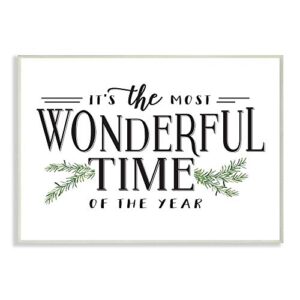 stupell industries most wonderful time christmas holiday word design wall plaque, 13 x 19, multi-color