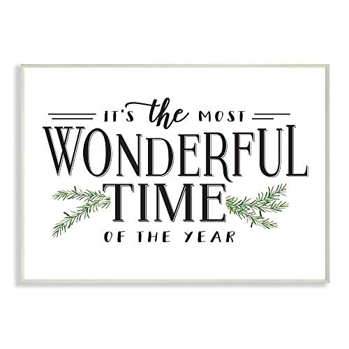 Stupell Industries Most Wonderful Time Christmas Holiday Word Design Wall Plaque, 13 x 19, Multi-Color