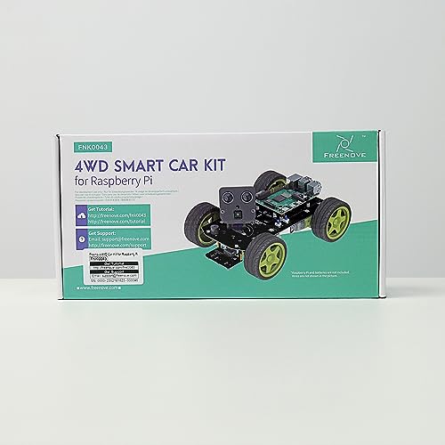 Freenove 4WD Smart Car Kit for Raspberry Pi 4 B 3 B+ B A+, Face Tracking, Line Tracking, Light Tracing, Obstacle Avoidance, Colorful Light, Ultrasonic Camera Servo (Raspberry Pi NOT Included)