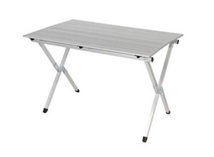 camco aluminum roll-up campsite table with carrying bag - ideal for tailgating, camping, the beach, parties and more - lightweight design and rust resistant (51896)