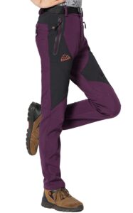 rdruko women's ski pants waterproof insulated outdoor hiking winter softshell cold weather(purple, us m)