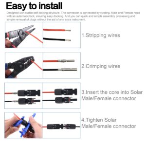Ruikarhop Solar Connectors Y Branch 1 to 2 Parallel Adapter Cable Wire Plug Tool Kit for Solar Panel