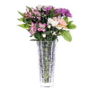 Amlong Crystal Large Clear Royal Gardens Vase 12 inches High (6 inch Top and 3 inch Bottom)