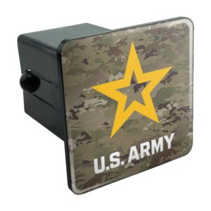 u.s. army logo on camo tow trailer hitch cover plug insert