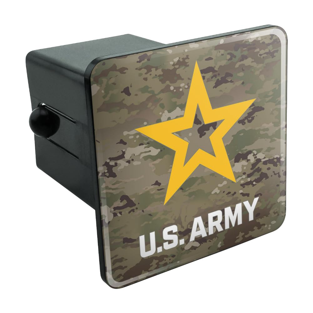 U.S. Army Logo on Camo Tow Trailer Hitch Cover Plug Insert