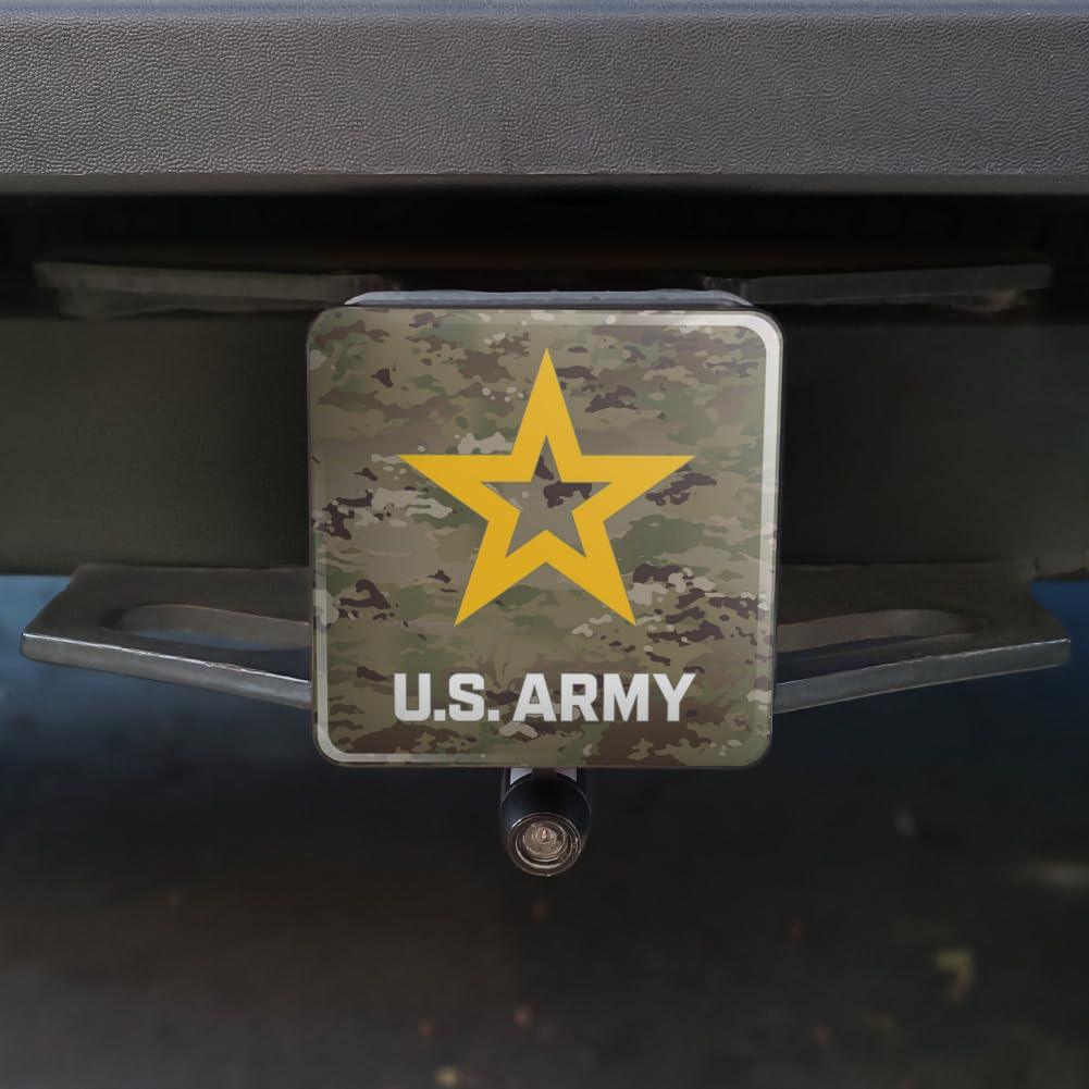 U.S. Army Logo on Camo Tow Trailer Hitch Cover Plug Insert