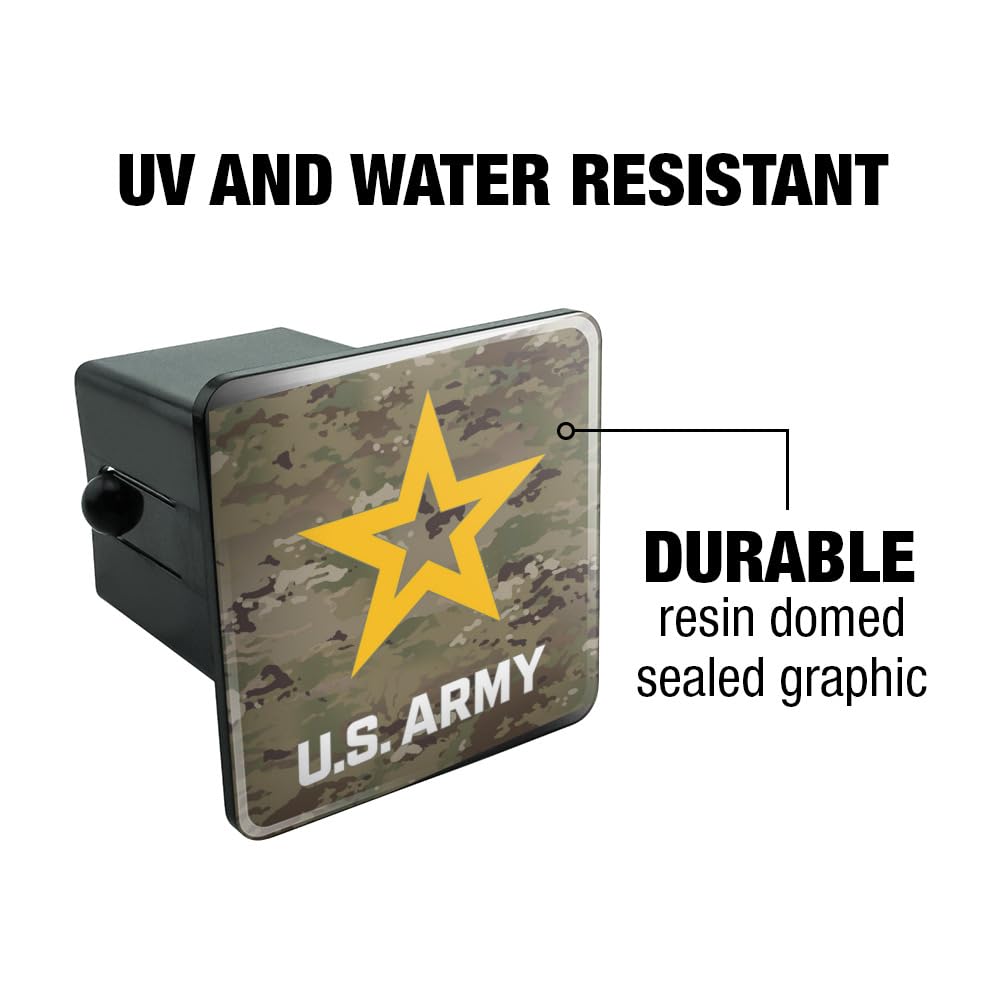 U.S. Army Logo on Camo Tow Trailer Hitch Cover Plug Insert