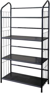 legacy decor 4 tier metal utility rack bookcase bookshelf black finish 48.5" high x 26" wide x 13" deep (4 tier)