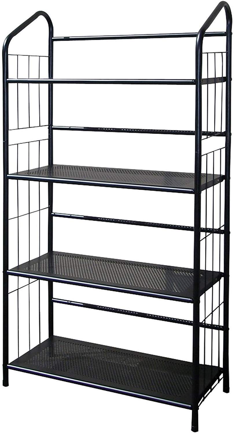 Legacy Decor 4 Tier Metal Utility Rack Bookcase Bookshelf Black Finish 48.5" High X 26" Wide X 13" Deep (4 Tier)