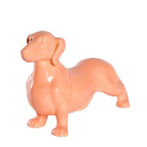 Nayothecorgi Dachshund Dog Statue - Shiny Orange Standing Ceramic Dog Statue - Decorative Dog Sculpture for Garden or Home Décor - Dachshund Dog Outdoor Statue - (10.82” x 3.62” x 6.61”)