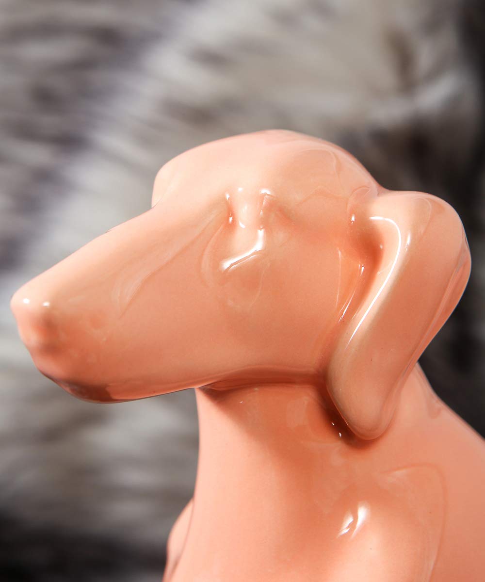 Nayothecorgi Dachshund Dog Statue - Shiny Orange Standing Ceramic Dog Statue - Decorative Dog Sculpture for Garden or Home Décor - Dachshund Dog Outdoor Statue - (10.82” x 3.62” x 6.61”)