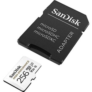 sandisk 256gb high endurance uhs-i microsdxc memory card with sd adapter, 100mb/s read, 60mb/s write