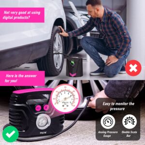 electric air compressor portable tire inflator with analog Pressure Gauge air pump for car tires 12V 110V tire pump for car bike balls & more Easy to use ideal for cool women and adults