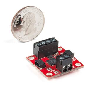 SparkFun Qwiic Motor Driver I2C Plug and Play Breakout No Soldering required to control small DC Motors 1.2A Steady state drive per channel 1.5A Peak 2 channels 127 levels of drive strength 3.3V Logic