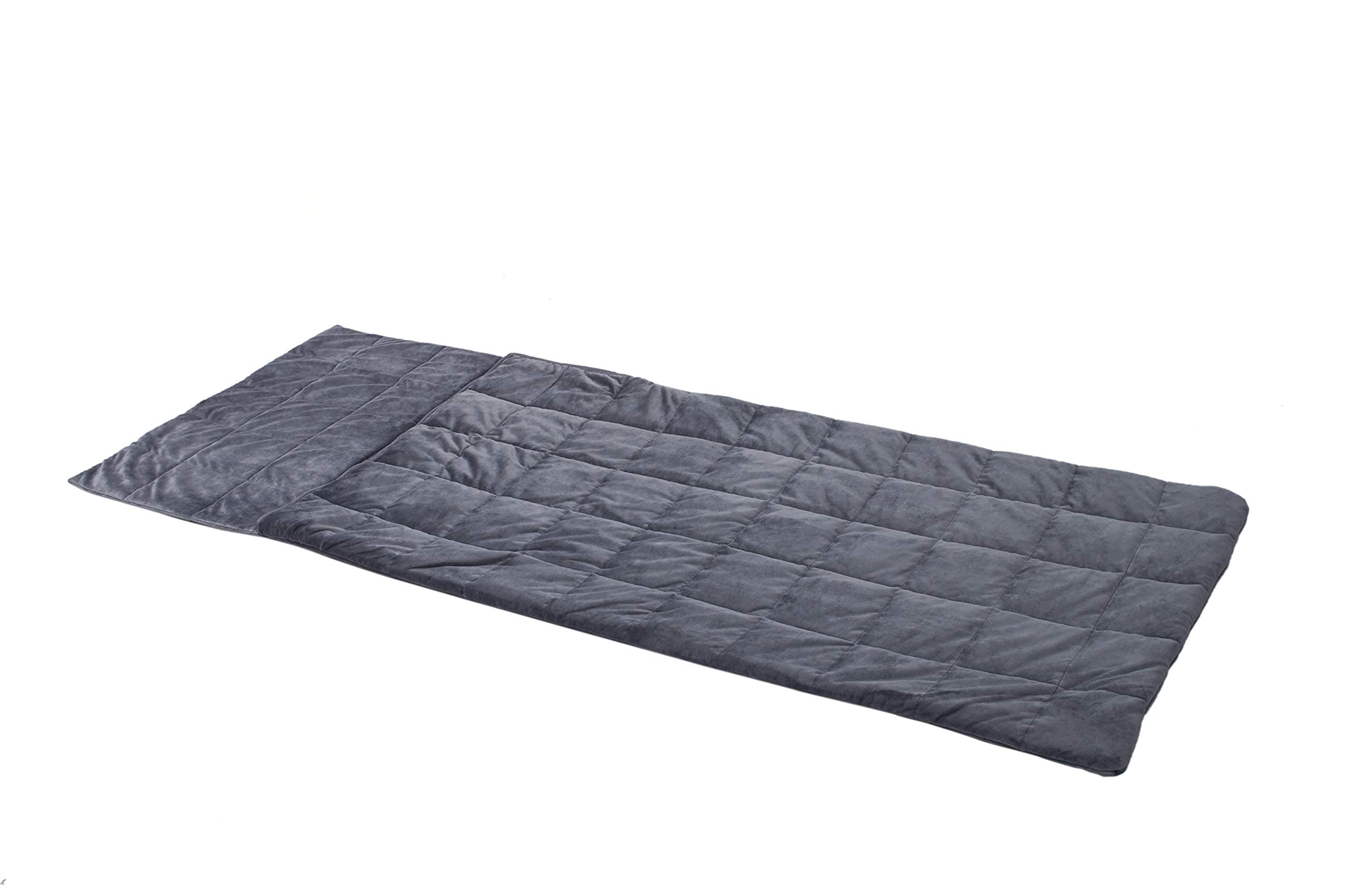 ZooVaa Weighted Sleeping Bag - Soft Microfiber Minky Weighted Blanket 13LB Compression Camping Blanket with Glass Beads for Kids and Small Adults (30x80” Dark Gray)