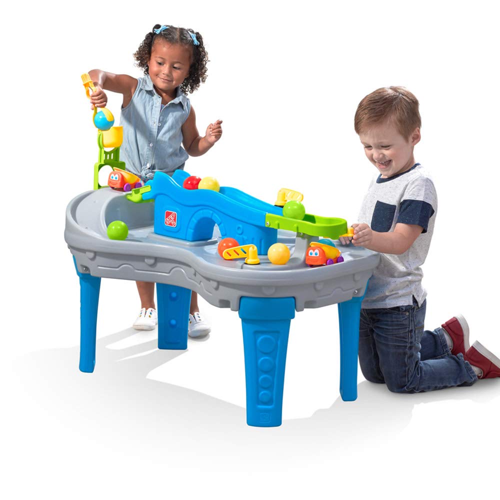 Step2 Ball Buddies Truckin' & Rollin' Play Table | STEM & Ball Toy for Toddlers | Kids Play Table with 12 Accessory Toys Included