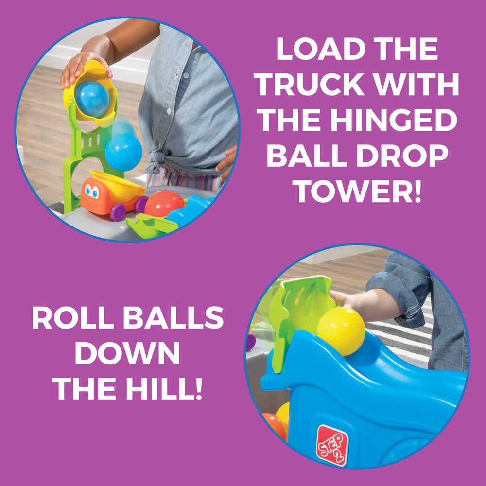 Step2 Ball Buddies Truckin' & Rollin' Play Table | STEM & Ball Toy for Toddlers | Kids Play Table with 12 Accessory Toys Included