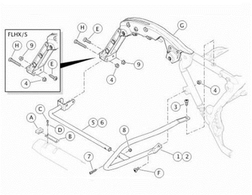 HTTMT- US-TGHD-SG04-BK2- US Front Saddlebag Bracket Guard Crash Bar Compatible With Harley Touring Road Glide FLH 14+