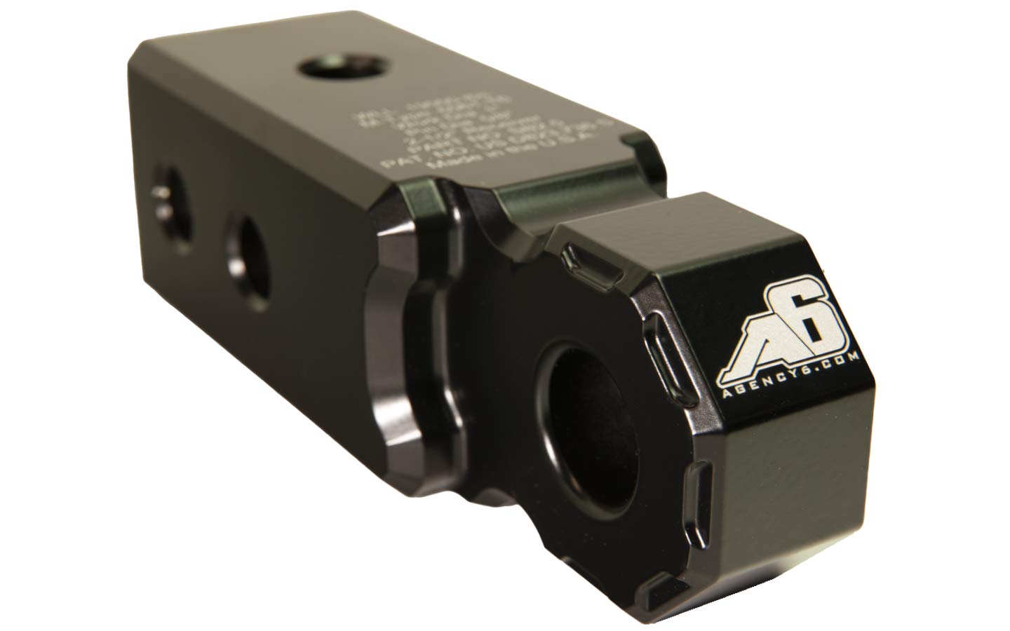 Agency 6 Recovery Shackle Block Assembly 2.5 INCH Double Hole, Black - Hitch Receiver Block - Proudly Made in The USA