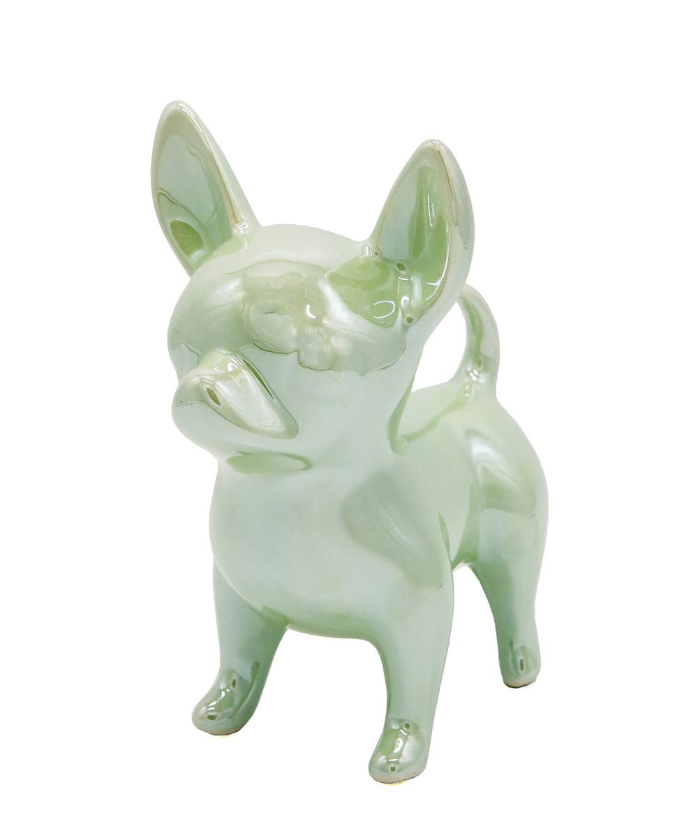 Nayothecorgi Chihuahua Dog Statue - Shiny Pink Standing Ceramic Dog Statue - Decorative Dog Sculpture for Garden or Home Décor - Chihuahua Dog Outdoor Statue - (6.69” x 4.33” x 7.87”)