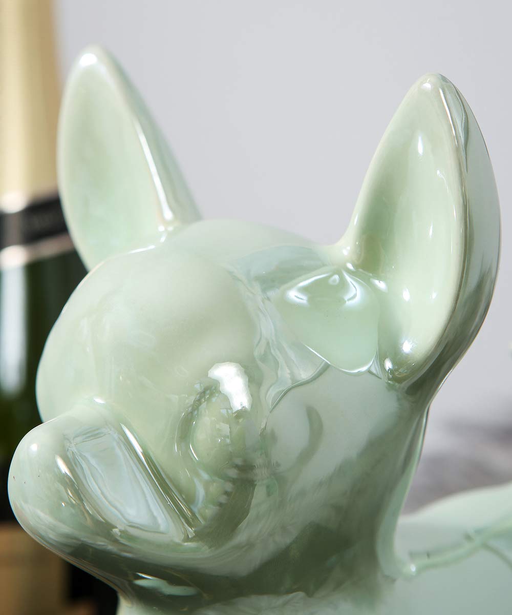 Nayothecorgi Chihuahua Dog Statue - Shiny Pink Standing Ceramic Dog Statue - Decorative Dog Sculpture for Garden or Home Décor - Chihuahua Dog Outdoor Statue - (6.69” x 4.33” x 7.87”)