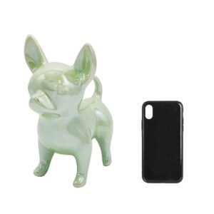 Nayothecorgi Chihuahua Dog Statue - Shiny Pink Standing Ceramic Dog Statue - Decorative Dog Sculpture for Garden or Home Décor - Chihuahua Dog Outdoor Statue - (6.69” x 4.33” x 7.87”)