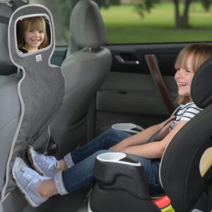 Travel Bug Baby & Toddler Shatter Resistant Mirror With Built-in Kick Mat For Forward Facing Car Seats - Grey