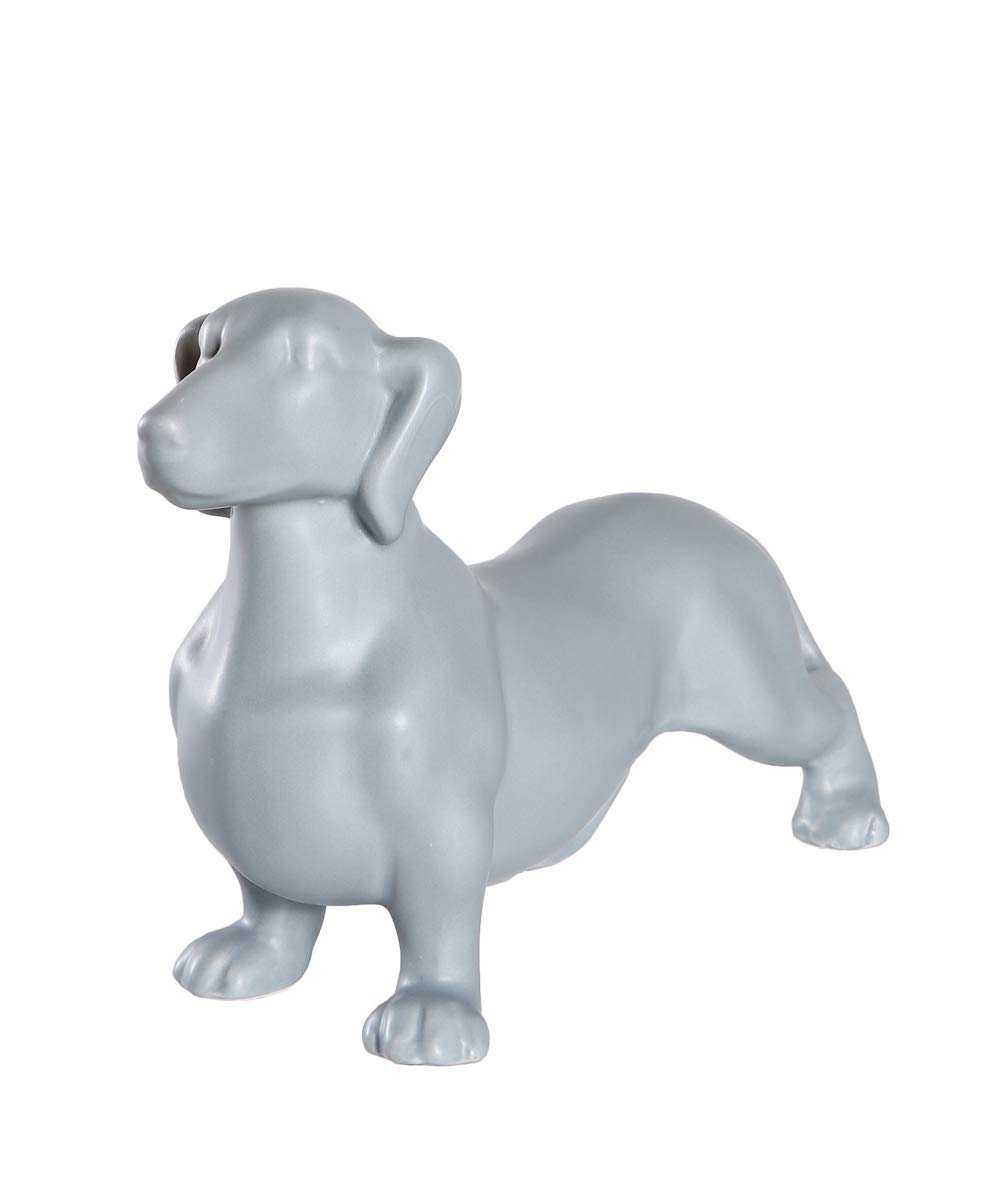 Nayothecorgi Dachshund Dog Statue - Matte White Standing Ceramic Dog Statue - Decorative Dog Sculpture for Garden or Home Décor - Dachshund Dog Outdoor Statue - (10.82” x 3.62” x 6.61”)