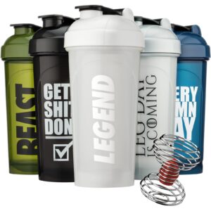 hydra cup og logo [5 pack] 28 oz shaker bottles for protein shakes, shaker cups with ball blender whisk, travel to go, bpa free (dark colors)