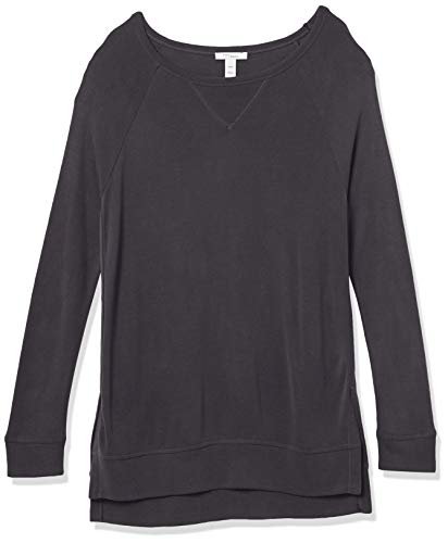 Daily Ritual Women's Sandwashed Modal Blend High-Low Sweatshirt, Black, Medium