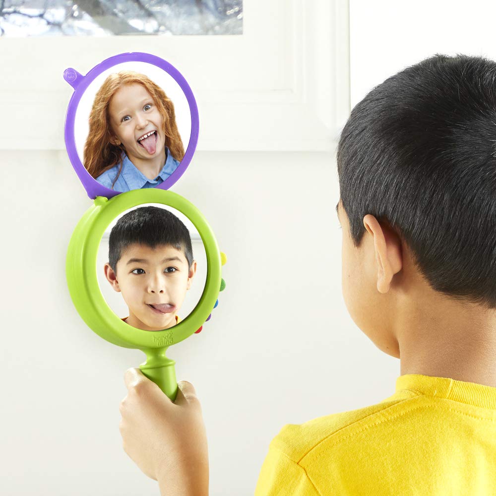 hand2mind See My Feelings Mirror, Social Emotional Learning, Shatterproof Mirror for Kids, Anger Management Toys, Anxiety Relief Items, Mindfulness for Kids, Calm Down Corner, Anxiety Toys (Set of 4)