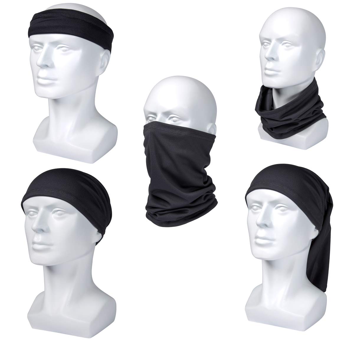Sun UV Protection Neck Gaiter Face Mask Washable Reusable Face Cover Scarf Dust Wind Bandana Balaclava for Fishing Hiking¡­ Black White