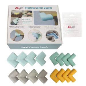 ZC GEL Corner Protectors for Furniture(16 Pack)- Baby Proofing Corner Guards with Strong Stickiness,Removable and Reusable Pre-Taped Bumper Guards for Furniture, Sharp Corner Cushions