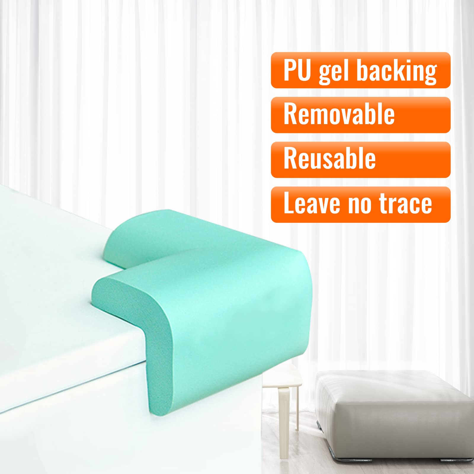 ZC GEL Corner Protectors for Furniture(16 Pack)- Baby Proofing Corner Guards with Strong Stickiness,Removable and Reusable Pre-Taped Bumper Guards for Furniture, Sharp Corner Cushions